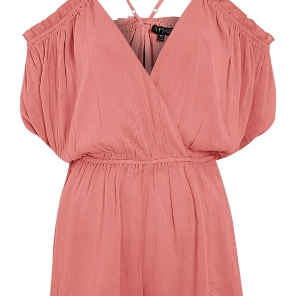 Topshop Romper Cold Shoulder Pink Coverup Ruffle - Picture 2 of 11